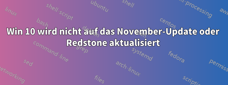 Win 10 wird nicht auf das November-Update oder Redstone aktualisiert