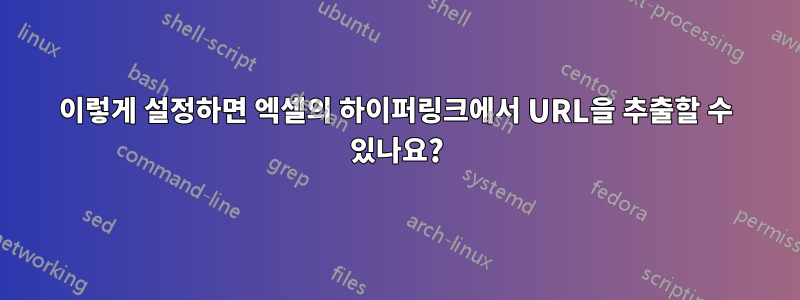 이렇게 설정하면 엑셀의 하이퍼링크에서 URL을 추출할 수 있나요?