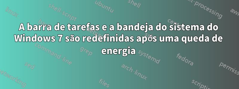 A barra de tarefas e a bandeja do sistema do Windows 7 são redefinidas após uma queda de energia