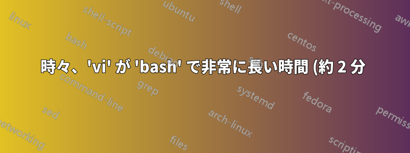 時々、'vi' が 'bash' で非常に長い時間 (約 2 分) かかるのに、'tcsh' では非常に速いことに気づきます。どうすれば解決できますか?