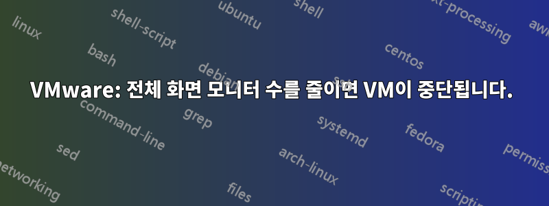 VMware: 전체 화면 모니터 수를 줄이면 VM이 중단됩니다.