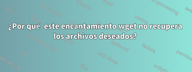 ¿Por qué este encantamiento wget no recupera los archivos deseados?