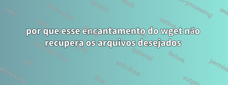 por que esse encantamento do wget não recupera os arquivos desejados