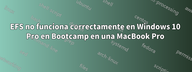 EFS no funciona correctamente en Windows 10 Pro en Bootcamp en una MacBook Pro