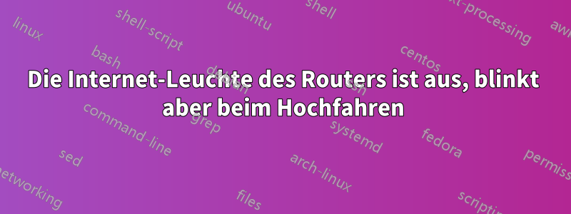 Die Internet-Leuchte des Routers ist aus, blinkt aber beim Hochfahren