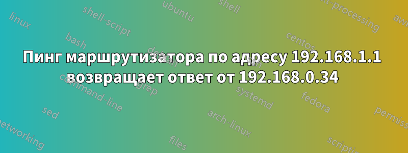 Пинг маршрутизатора по адресу 192.168.1.1 возвращает ответ от 192.168.0.34