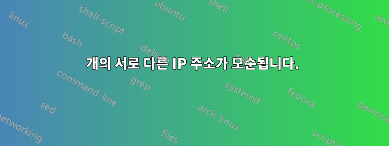 2개의 서로 다른 IP 주소가 모순됩니다.