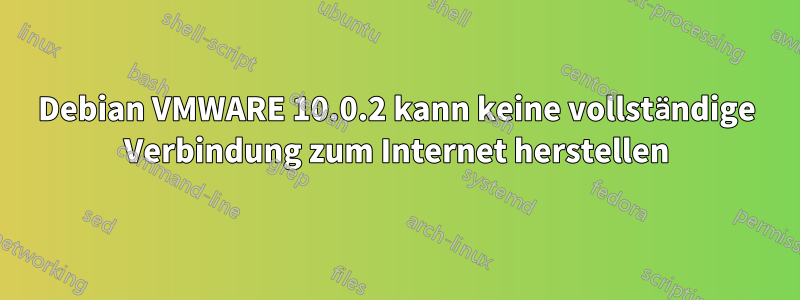 Debian VMWARE 10.0.2 kann keine vollständige Verbindung zum Internet herstellen