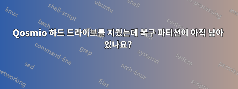 Qosmio 하드 드라이브를 지웠는데 복구 파티션이 아직 남아 있나요?