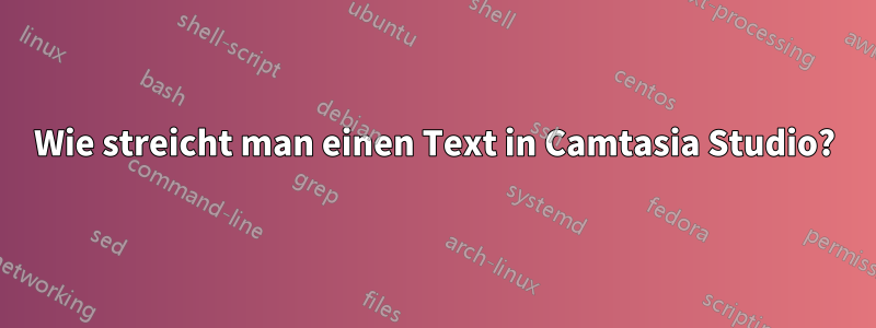 Wie streicht man einen Text in Camtasia Studio?