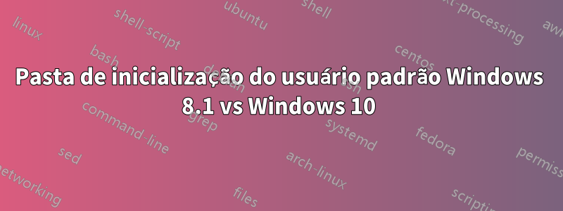 Pasta de inicialização do usuário padrão Windows 8.1 vs Windows 10