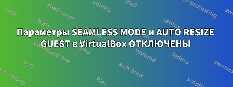 Параметры SEAMLESS MODE и AUTO RESIZE GUEST в VirtualBox ОТКЛЮЧЕНЫ