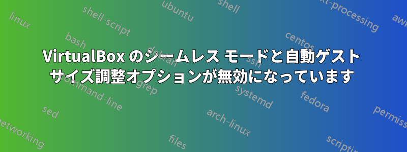 VirtualBox のシームレス モードと自動ゲスト サイズ調整オプションが無効になっています