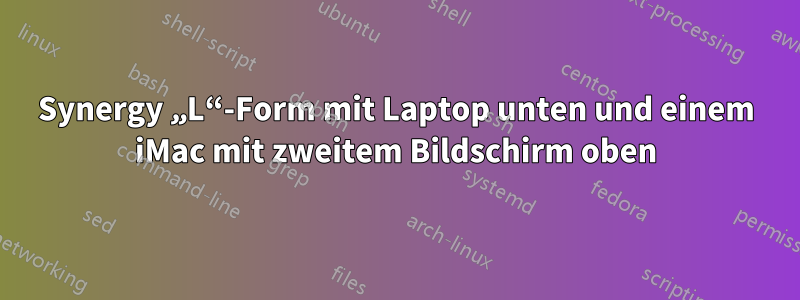 Synergy „L“-Form mit Laptop unten und einem iMac mit zweitem Bildschirm oben