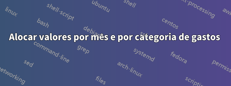 Alocar valores por mês e por categoria de gastos