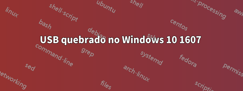 USB quebrado no Windows 10 1607