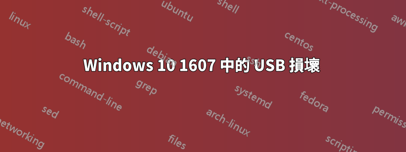 Windows 10 1607 中的 USB 損壞