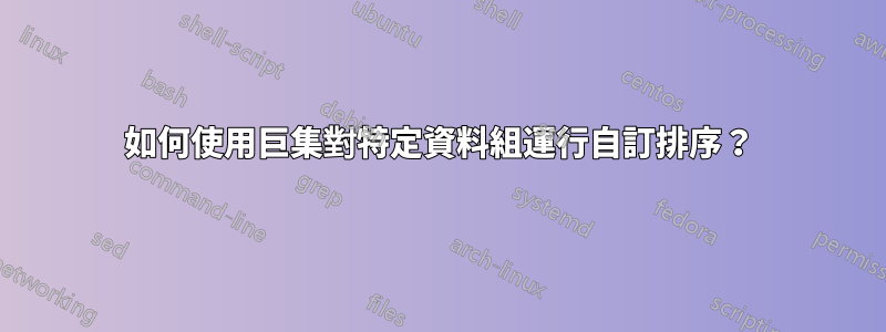 如何使用巨集對特定資料組運行自訂排序？