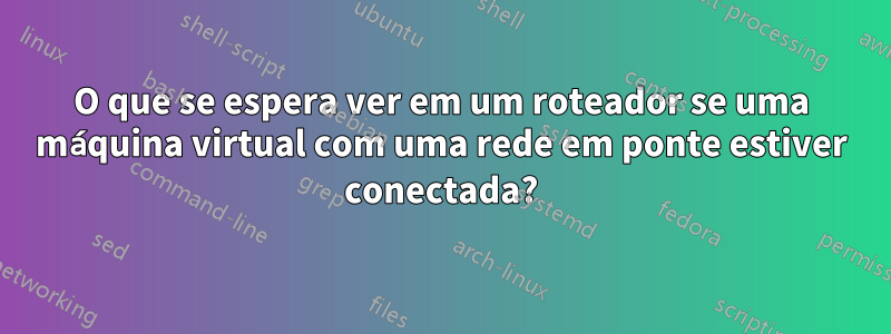 O que se espera ver em um roteador se uma máquina virtual com uma rede em ponte estiver conectada?