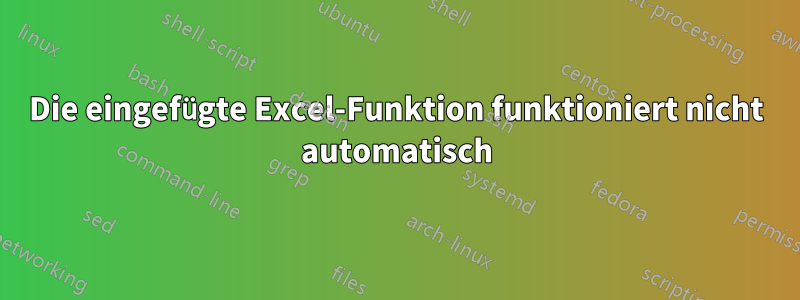 Die eingefügte Excel-Funktion funktioniert nicht automatisch