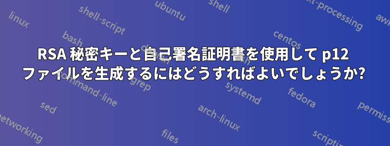 RSA 秘密キーと自己署名証明書を使用して p12 ファイルを生成するにはどうすればよいでしょうか?