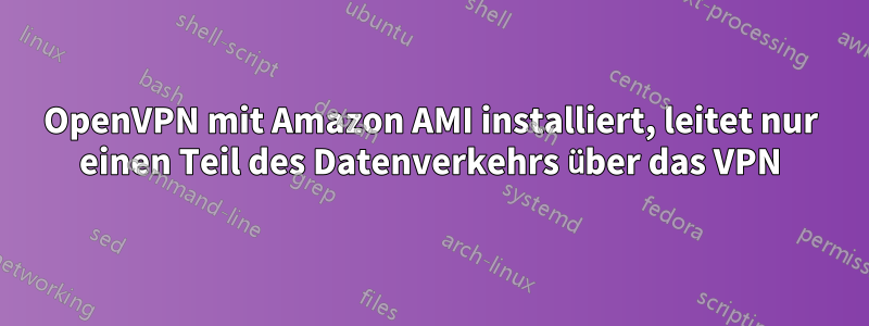 OpenVPN mit Amazon AMI installiert, leitet nur einen Teil des Datenverkehrs über das VPN