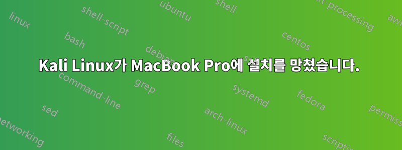 Kali Linux가 MacBook Pro에 설치를 망쳤습니다.