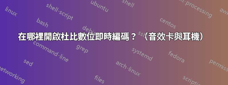 在哪裡開啟杜比數位即時編碼？ （音效卡與耳機）