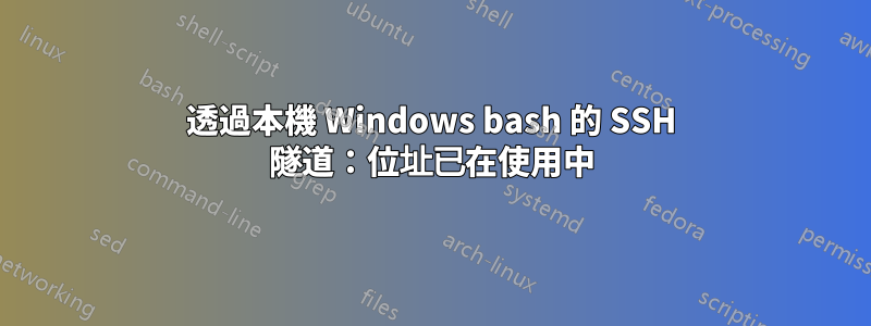 透過本機 Windows bash 的 SSH 隧道：位址已在使用中