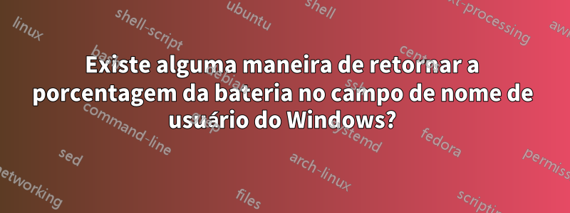 Existe alguma maneira de retornar a porcentagem da bateria no campo de nome de usuário do Windows?