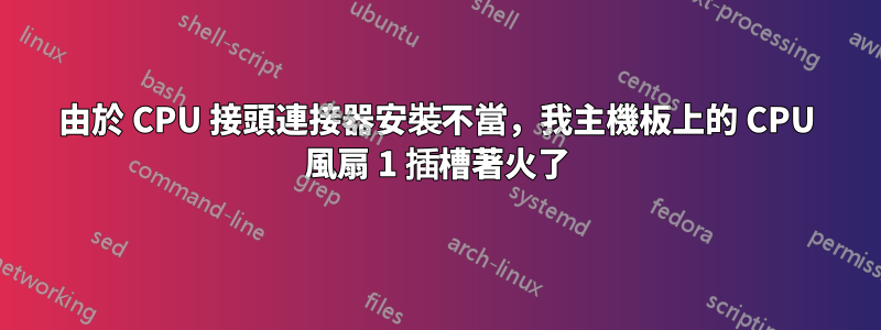 由於 CPU 接頭連接器安裝不當，我主機板上的 CPU 風扇 1 插槽著火了