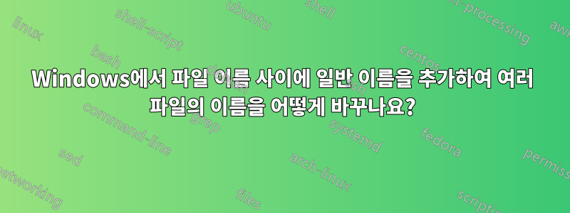 Windows에서 파일 이름 사이에 일반 이름을 추가하여 여러 파일의 이름을 어떻게 바꾸나요?