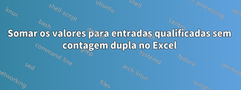 Somar os valores para entradas qualificadas sem contagem dupla no Excel