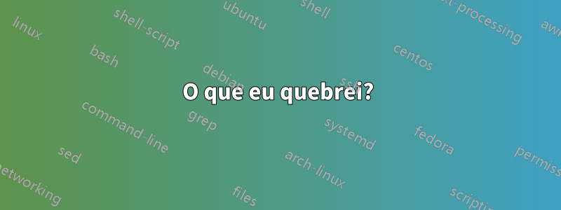 O que eu quebrei?