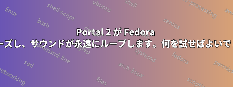 Portal 2 が Fedora 上でフリーズし、サウンドが永遠にループします。何を試せばよいでしょうか?