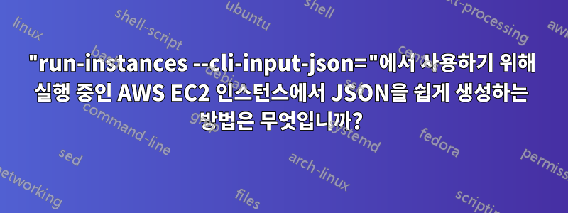 "run-instances --cli-input-json="에서 사용하기 위해 실행 중인 AWS EC2 인스턴스에서 JSON을 쉽게 생성하는 방법은 무엇입니까?