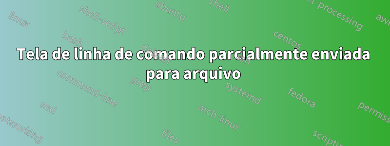 Tela de linha de comando parcialmente enviada para arquivo