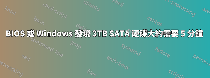 BIOS 或 Windows 發現 3TB SATA 硬碟大約需要 5 分鐘