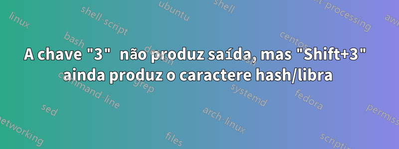 A chave "3" não produz saída, mas "Shift+3" ainda produz o caractere hash/libra