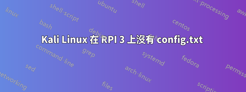 Kali Linux 在 RPI 3 上沒有 config.txt