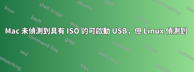 Mac 未偵測到具有 ISO 的可啟動 USB，但 Linux 偵測到