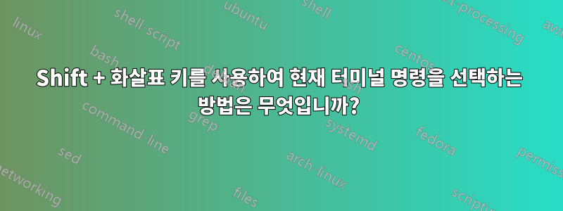 Shift + 화살표 키를 사용하여 현재 터미널 명령을 선택하는 방법은 무엇입니까?