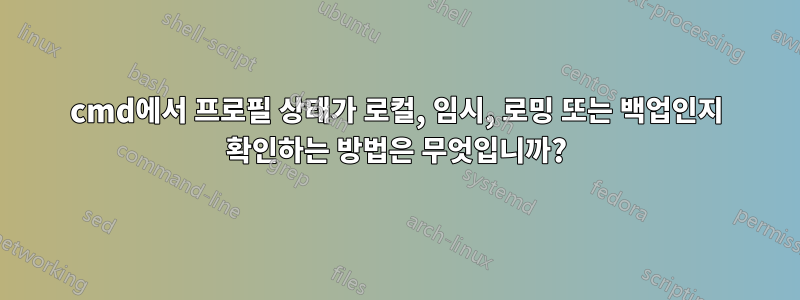 cmd에서 프로필 상태가 로컬, 임시, 로밍 또는 백업인지 확인하는 방법은 무엇입니까?