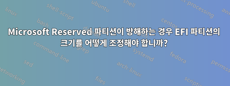 Microsoft Reserved 파티션이 방해하는 경우 EFI 파티션의 크기를 어떻게 조정해야 합니까?