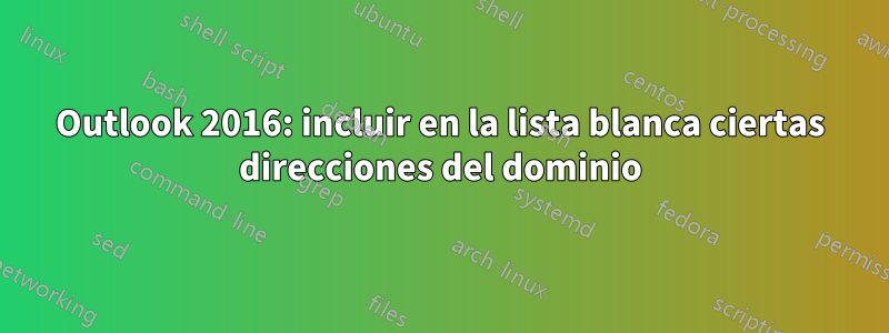 Outlook 2016: incluir en la lista blanca ciertas direcciones del dominio