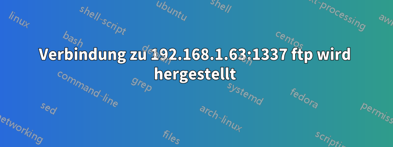 Verbindung zu 192.168.1.63:1337 ftp wird hergestellt