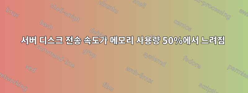 서버 디스크 전송 속도가 메모리 사용량 50%에서 느려짐