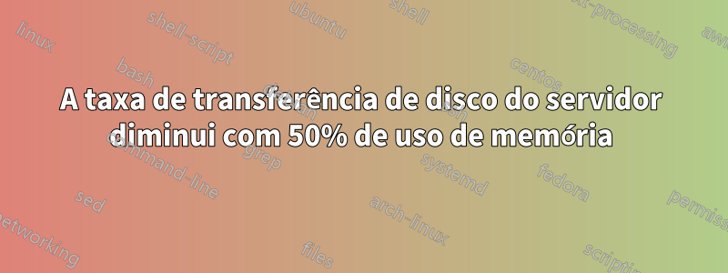 A taxa de transferência de disco do servidor diminui com 50% de uso de memória