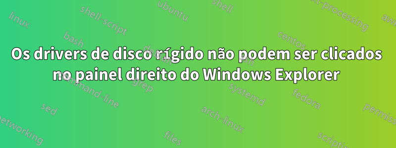 Os drivers de disco rígido não podem ser clicados no painel direito do Windows Explorer