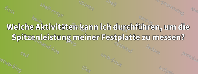 Welche Aktivitäten kann ich durchführen, um die Spitzenleistung meiner Festplatte zu messen?